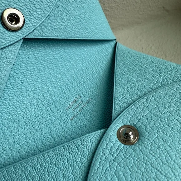 Hermès Light Blue Calvi Card Holder